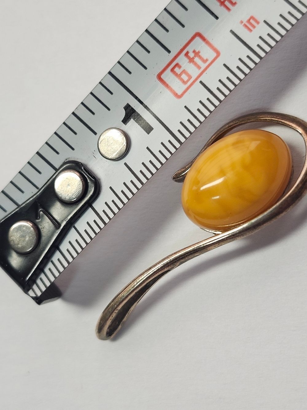 Sterling Silver Pendant 925 With Egg Yolk Yellow Center - Picture 4 of 5